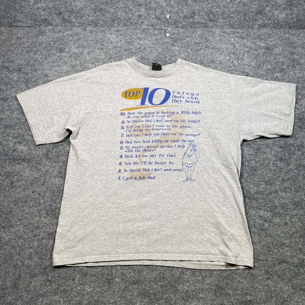 TSI Top 10 Things Dads Wish They Heard Graphic T-Shirt Gray XXL Humor Tee